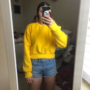NWOT Cropped Yellow Crewneck